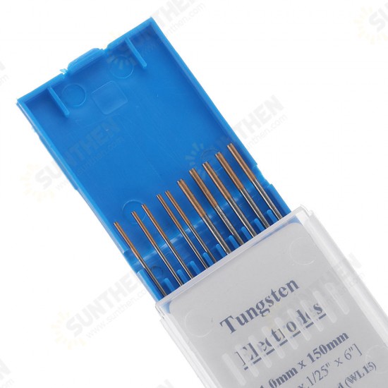 10Pcs WL15 150mm Length TIG Welding Tungsten Electrodes 1.0/1.6mm Golden Tip Rods Set 10Pcs WL15 150mm Length TIG Welding Tungsten Electrodes 1.0/1.6mm Golden Tip Rods Set