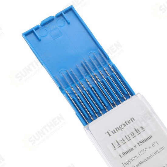 10Pcs WL20 1.0mm Tip 150mm Length TIG Welding Tungsten Electrodes Rods Set