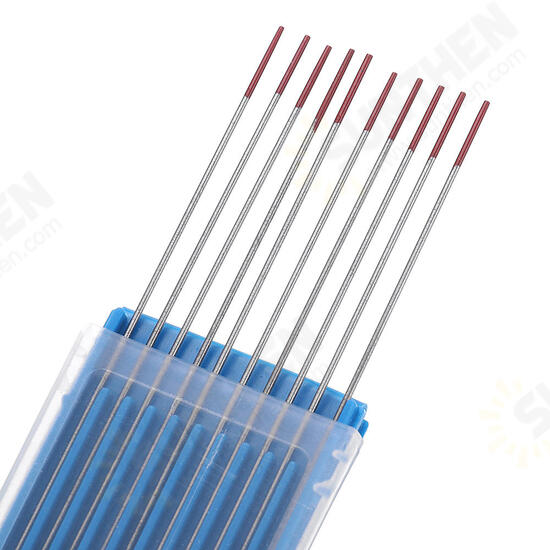 10Pcs WT20 1.0x175mm TIG Welding Tungsten Electrodes Red Tip Rods Set