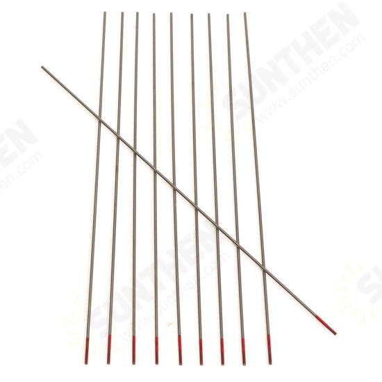 10Pcs WT20 1.0x175mm TIG Welding Tungsten Electrodes Red Tip Rods Set