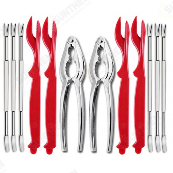 12 Pcs Seafood Tools Kit Lobster and Crab Cracker Tool Nut Cracker Forks Set Opener