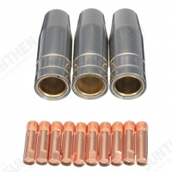 13Pcs 15AK 0.6mm/0.8mm/1.0mm Mig Welding Torch Shroud Nozzle Tip Kit