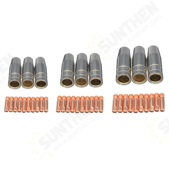 13Pcs 15AK 0.6mm/0.8mm/1.0mm Mig Welding Torch Shroud Nozzle Tip Kit