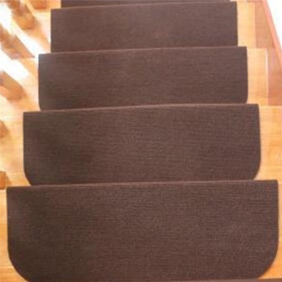 14pcs 20x45cm Brown/Beige Anti-slip Stair Pads Carpet Mat Sticky Bottom Repeatedly-use