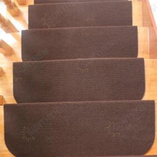 14pcs 20x45cm Brown/Beige Anti-slip Stair Pads Carpet Mat Sticky Bottom Repeatedly-use