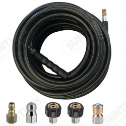 15/30M 1/4inch M-NPT Hose Sewer Line and Drain Jetter Kit W/Sewer Nozzle&Adapter