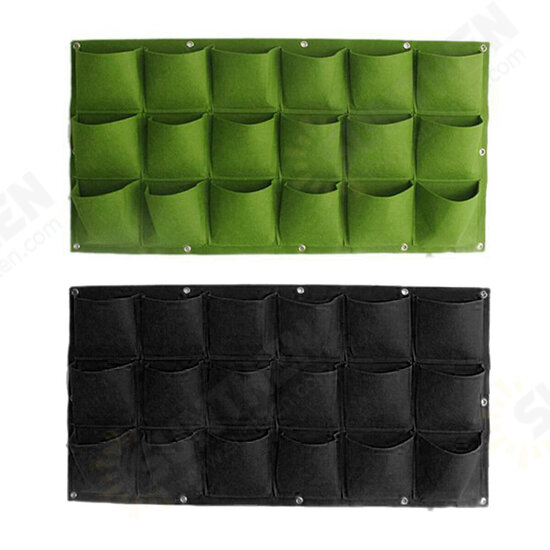 18 Pockets Wall Hanging Planting Bags Garden Vertical Planter Growing Pots Green