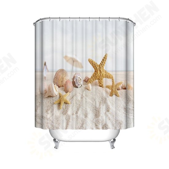 180x180cm Bath Waterproof Shell Starfish Beach Bathroom Shower Curtain