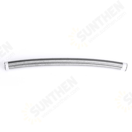 1FT AN4 AN6 AN8 AN10 Fuel Hose Oil Gas Hose Line Pipe Nylon Stainless Steel Braided Silver