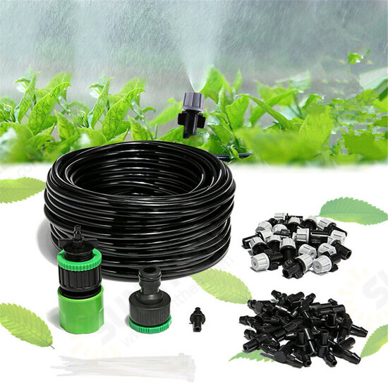 20m 66 Inch Spray Hose and 20pcs Sprinkler Nozzle Garden Patio Water Mist Coolant System