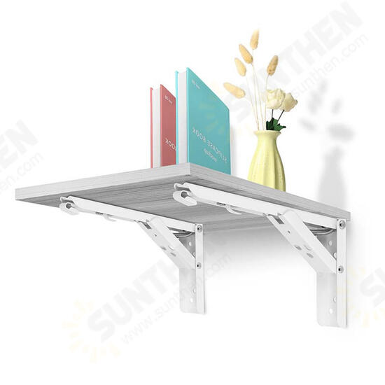 2pcs 8/10/12/14 Inch Folding Triangle Bracket Heavy Duty Steel L-Shaped Storage Wall Shelf Bracket