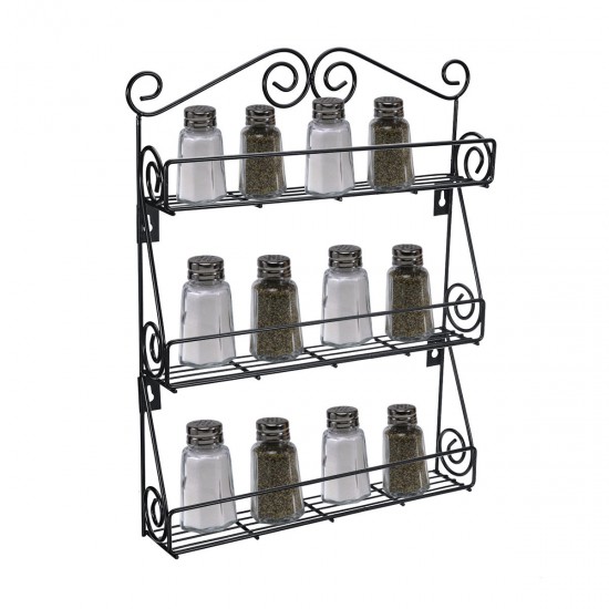 3 Tier Kitchen Bottle Spice Rack Jar Holder Storage Shelf Organizer Wall Mount