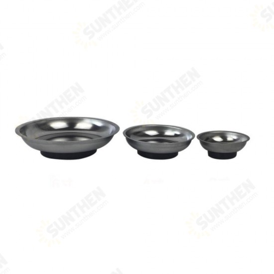 3/4/6 Inch Circle Stainless Steel Magnetic Parts Bowl Tool Tray Nuts Bolts Screws Part Tray Magnetic Parts Plate Silver 3/4/6 Inch Circle Stainless Steel Magnetic Parts Bowl Tool Tray Nuts Bolts Screws Part Tray Magnetic Parts Plate Silver