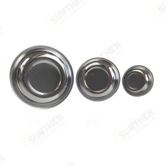 3/4/6 Inch Circle Stainless Steel Magnetic Parts Bowl Tool Tray Nuts Bolts Screws Part Tray Magnetic Parts Plate Silver 3/4/6 Inch Circle Stainless Steel Magnetic Parts Bowl Tool Tray Nuts Bolts Screws Part Tray Magnetic Parts Plate Silver