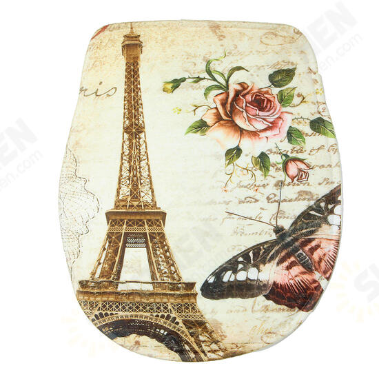 3Pcs/Set Eiffel Tower Flannel Floor Pedestal Rug Lid Toilet Cover Bath Carpet Mat