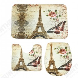 3Pcs/Set Eiffel Tower Flannel Floor Pedestal Rug Lid Toilet Cover Bath Carpet Mat 3Pcs/Set Eiffel Tower Flannel Floor Pedestal Rug Lid Toilet Cover Bath Carpet Mat