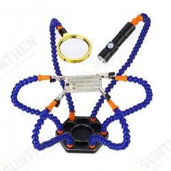 3rd Helping Hand Soldering Station PCB Holder Flexible Arms Magnifier Flashlight