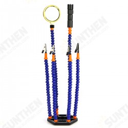 3rd Helping Hand Soldering Station PCB Holder Flexible Arms Magnifier Flashlight