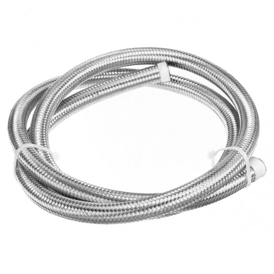 5FT AN4 AN6 AN8 AN10 Fuel Hose Oil Gas Line Pipe Stainless Steel Braided Silver