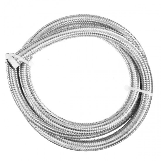 5FT AN4 AN6 AN8 AN10 Fuel Hose Oil Gas Line Pipe Stainless Steel Braided Silver