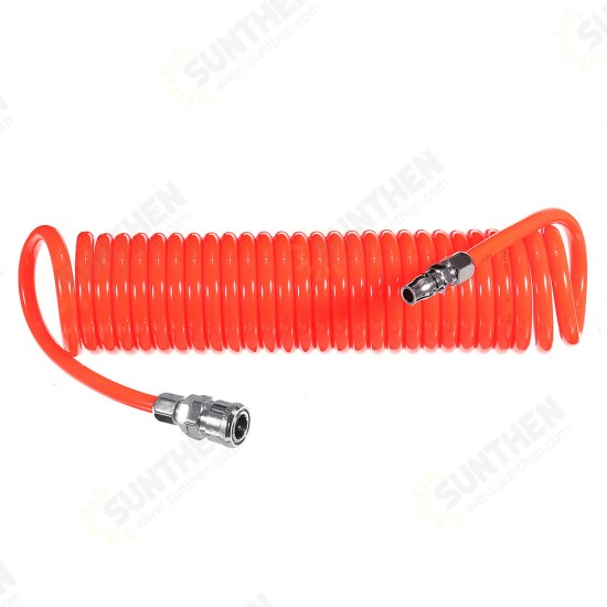 6.5mm Inner Diameter PU Spriral Air Hose 6-15 Meters Long with Bend Restrictor 1/4 Inch Quick Coupler and Plug