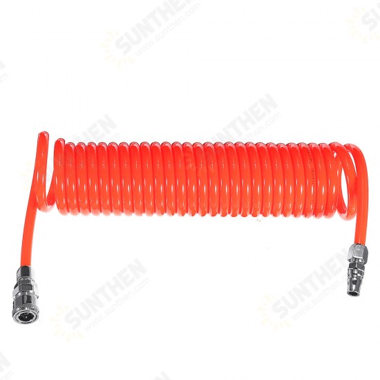 6.5mm Inner Diameter PU Spriral Air Hose 6-15 Meters Long with Bend Restrictor 1/4 Inch Quick Coupler and Plug