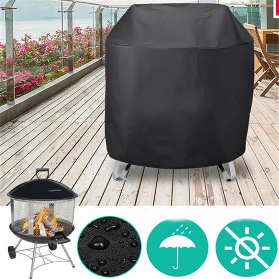 71x53cm Round Fire Pit Cover Waterproof UV Patio Grill BBQ Outdoor Protector Cover