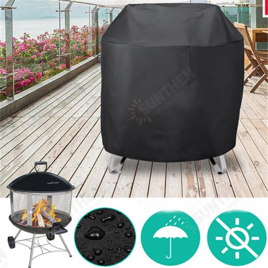 71x53cm Round Fire Pit Cover Waterproof UV Patio Grill BBQ Outdoor Protector Cover