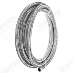 8FT AN4 AN6 AN8 AN10 Fuel Hose Oil Gas Line Pipe Stainless Steel Braided Silver