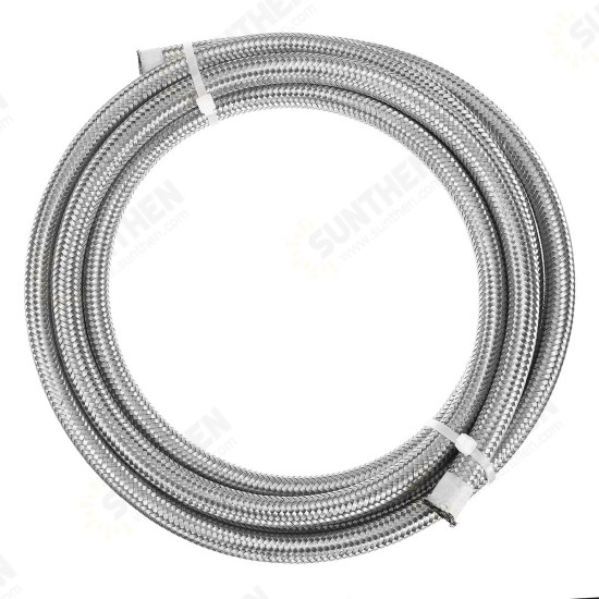 8FT AN4 AN6 AN8 AN10 Fuel Hose Oil Gas Line Pipe Stainless Steel Braided Silver 8FT AN4 AN6 AN8 AN10 Fuel Hose Oil Gas Line Pipe Stainless Steel Braided Silver