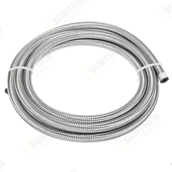 8FT AN4 AN6 AN8 AN10 Fuel Hose Oil Gas Line Pipe Stainless Steel Braided Silver 8FT AN4 AN6 AN8 AN10 Fuel Hose Oil Gas Line Pipe Stainless Steel Braided Silver