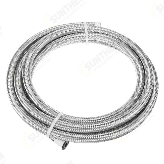 8FT AN4 AN6 AN8 AN10 Fuel Hose Oil Gas Line Pipe Stainless Steel Braided Silver 8FT AN4 AN6 AN8 AN10 Fuel Hose Oil Gas Line Pipe Stainless Steel Braided Silver