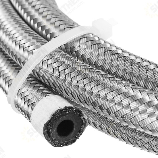 8FT AN4 AN6 AN8 AN10 Fuel Hose Oil Gas Line Pipe Stainless Steel Braided Silver 8FT AN4 AN6 AN8 AN10 Fuel Hose Oil Gas Line Pipe Stainless Steel Braided Silver