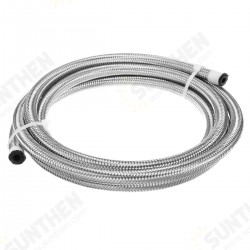 8FT AN4 AN6 AN8 AN10 Fuel Hose Oil Gas Line Pipe Stainless Steel Braided Silver