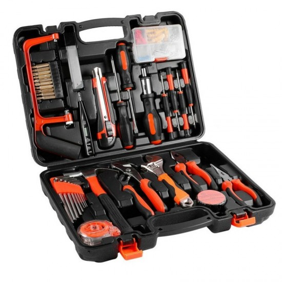 9/25/82/100 Pcs Household Repair Tool Kit Set Hammer Ruler Hand Tool Kit With Plastic Toolbox