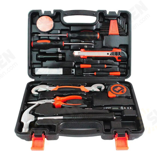 9/25/82/100 Pcs Household Repair Tool Kit Set Hammer Ruler Hand Tool Kit With Plastic Toolbox