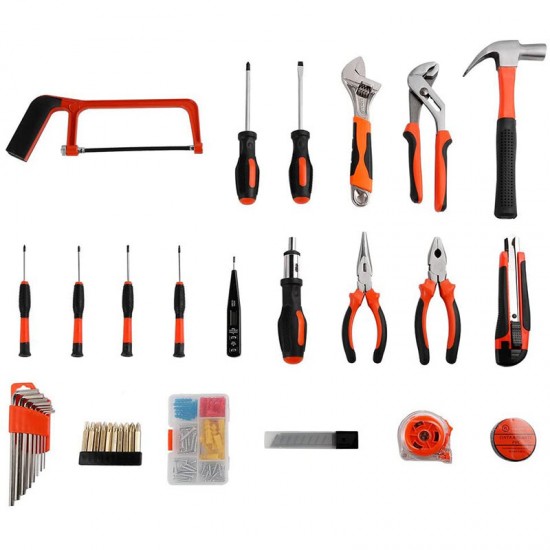 9/25/82/100 Pcs Household Repair Tool Kit Set Hammer Ruler Hand Tool Kit With Plastic Toolbox