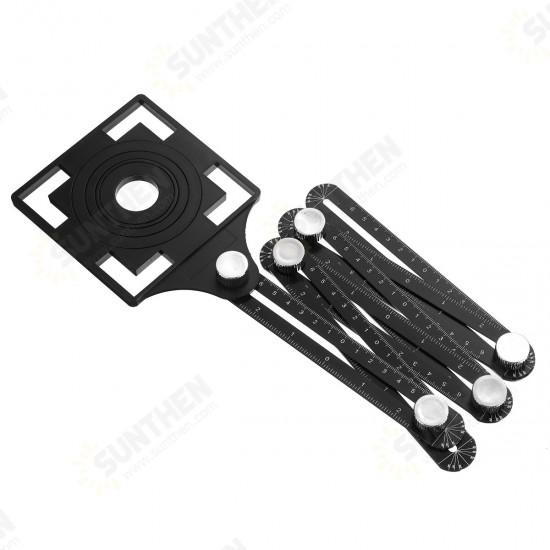 Adjustable 6 Fold Tool Angle Ruler Ceramic Tile Hole Locator Set 25/40/45/55/75mm Drill Guide Openings Locator Sets