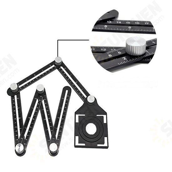 Adjustable Ceramic Tile Hole Locator 6 Folding Multiple Angle Ruler Drill Guide Openings Locator