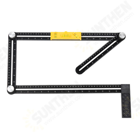 Aluminum Multifunction Four Square Folding Ruler Woodworking Scriber Position Hole Opener Aluminum Multifunction Four Square Folding Ruler Woodworking Scriber Position Hole Opener