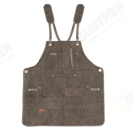 Canvas Woodworking Apron Shop Apron Pockets Waxed Wax Cloth Waterproof Apron Chef Tool Storage