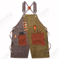 Cowboy Denim Apron Shop Apron Pockets Waxed Wax Cloth Waterproof Apron Woodworking Chef Tool Storage