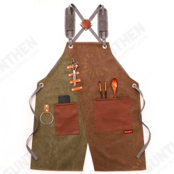 Cowboy Denim Apron Shop Apron Pockets Waxed Wax Cloth Waterproof Apron Woodworking Chef Tool Storage