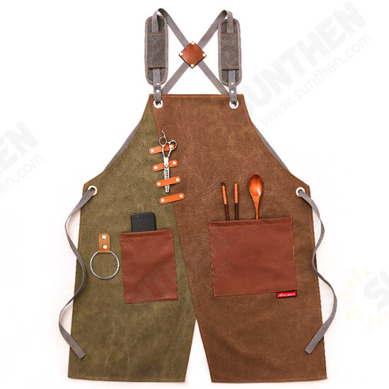 Cowboy Denim Apron Shop Apron Pockets Waxed Wax Cloth Waterproof Apron Woodworking Chef Tool Storage Cowboy Denim Apron Shop Apron Pockets Waxed Wax Cloth Waterproof Apron Woodworking Chef Tool Storage