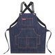 Denim Kitchen Cooking Apron Adjustable Cotton Strap Large Pockets Blue Barista Men and Women Homewear