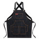 Denim Kitchen Cooking Apron Adjustable Cotton Strap Large Pockets Blue Barista Men and Women Homewear