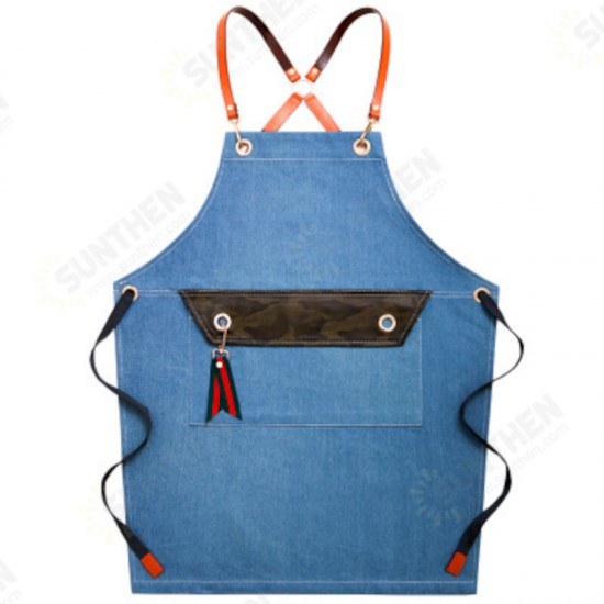 Denim Work Apron Washable Dust-proof Apron Pocket With Flap For Craftsman Carpenter Mason Denim Work Apron Washable Dust-proof Apron Pocket With Flap For Craftsman Carpenter Mason
