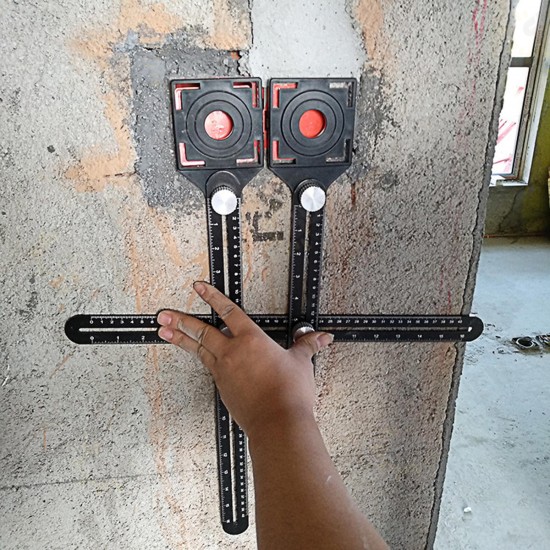 Double Head Folding Ruler Drill Guide Locator Ceramic Tile Hole Locator Pocket Hole Jig Punching Tool Double Head Folding Ruler Drill Guide Locator Ceramic Tile Hole Locator Pocket Hole Jig Punching Tool