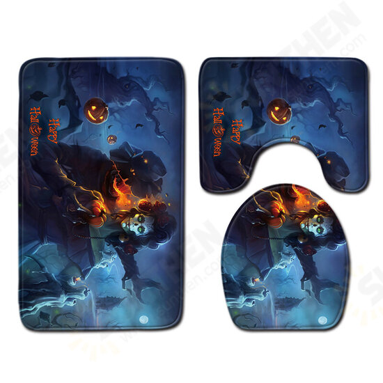 Halloween Shower Curtain Toilet Soft Velvet Kitchen Mat