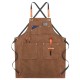 Multi-pocket Canvas Work Apron Washable Dust-proof Apron For Craftsman Carpenter Mason